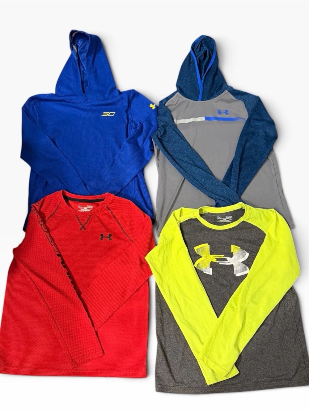 Under Armour Youth YLG Mixed Lot 4 Hoodies & Long Sleeve Tops Polyester Logo
